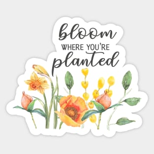 Bloom where you are planted, MOTIVATIONAL QUOTE Sticker